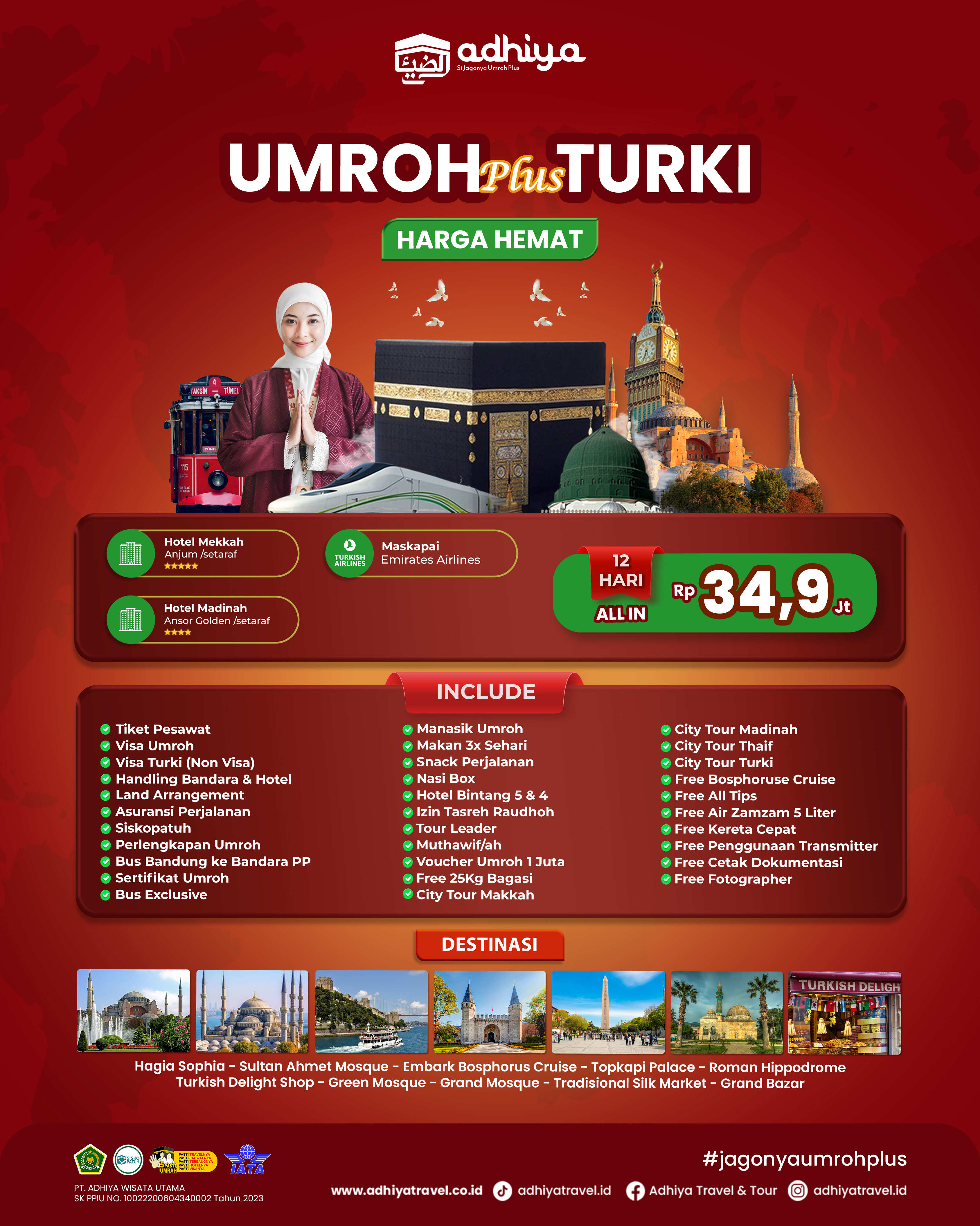 Umroh plus Turki 12D (Harga Hemat) 051225
