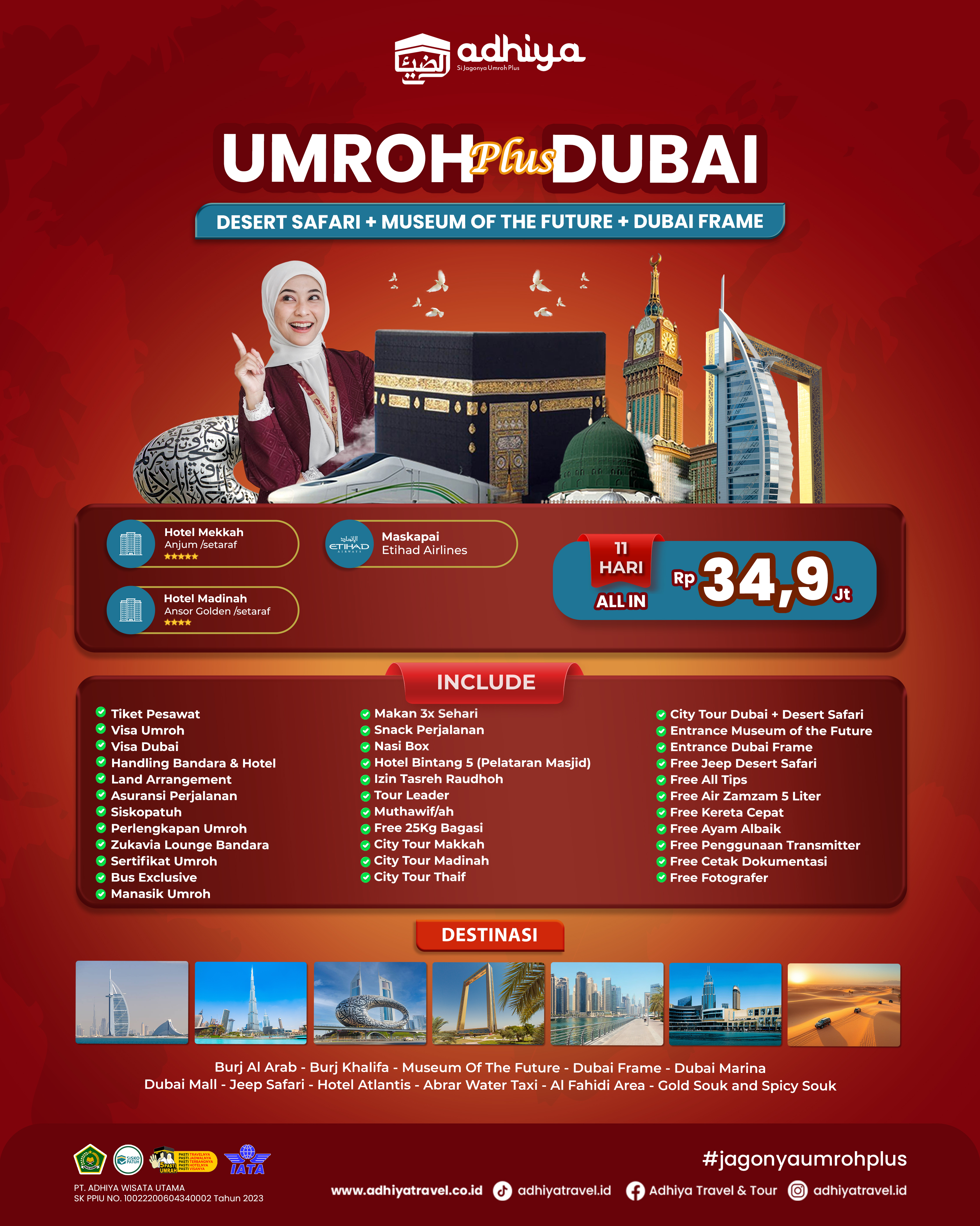 Umroh plus Dubai Desert Safari 11D spc. MOF & Dubai Frame 260326 RE 270326