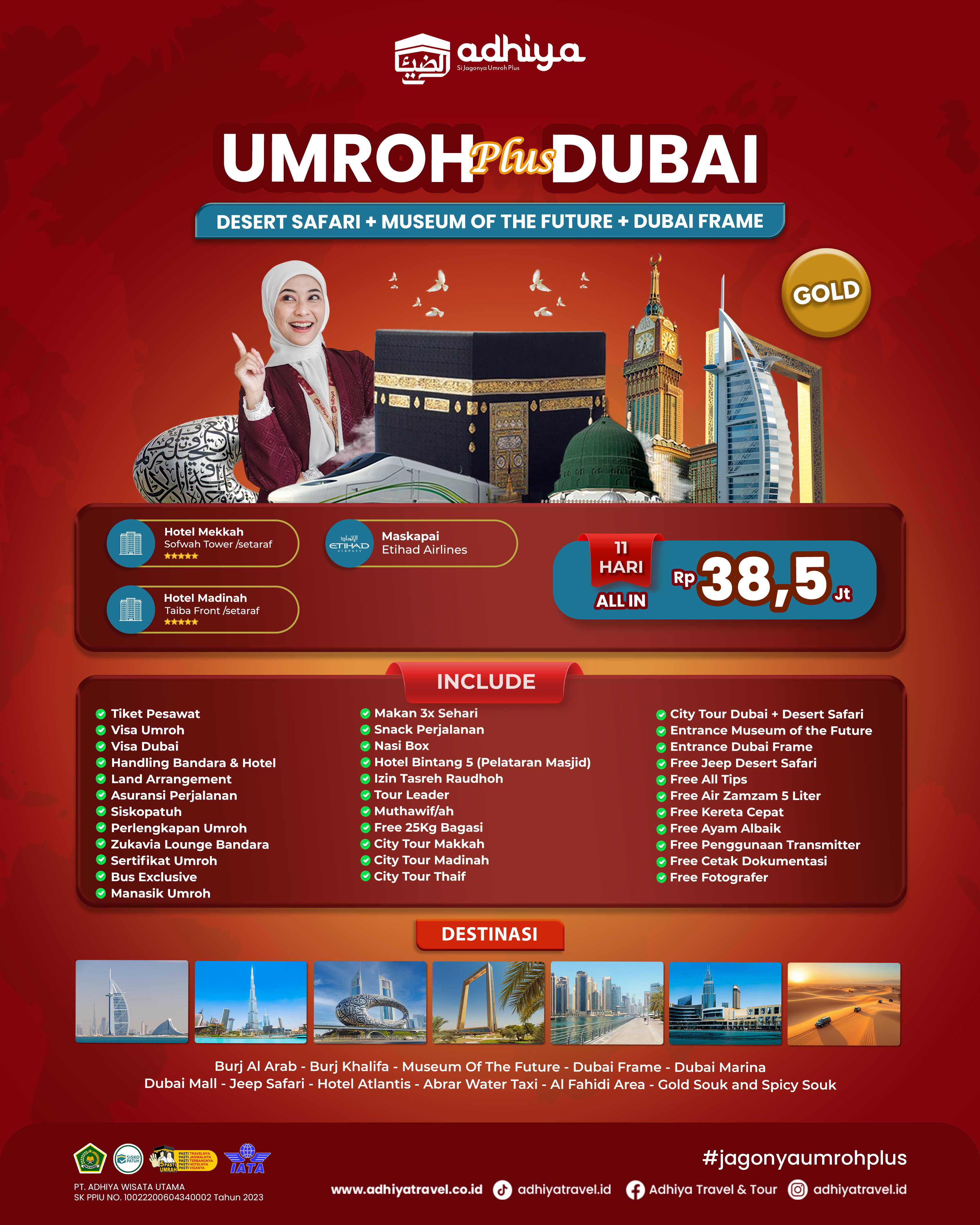 Umroh plus Dubai Desert Safari 11D spc. MOF & Dubai Frame Gold 260326 RE 250326