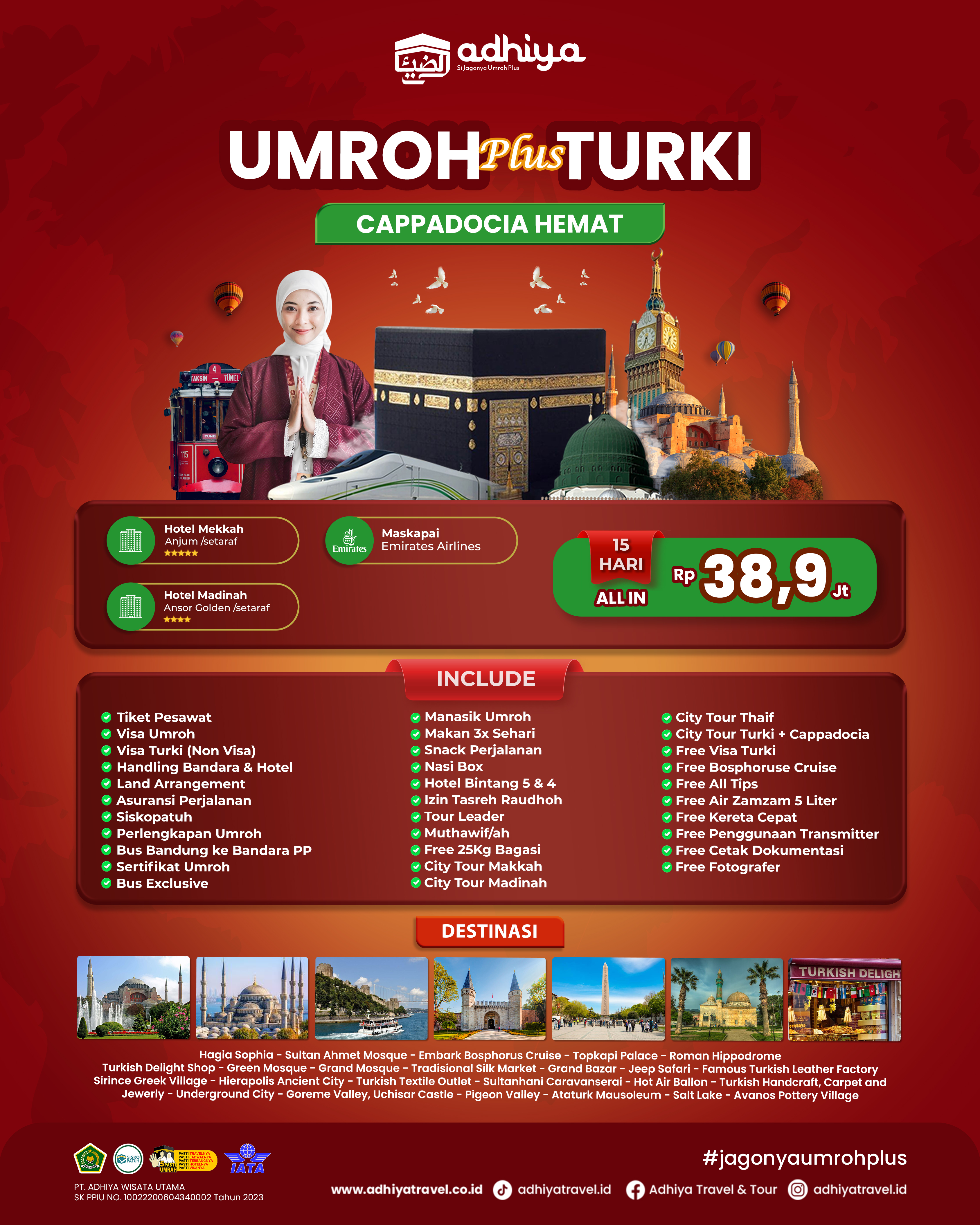 Umroh plus Turki 15D (Harga Hemat) 040126 RE 030126