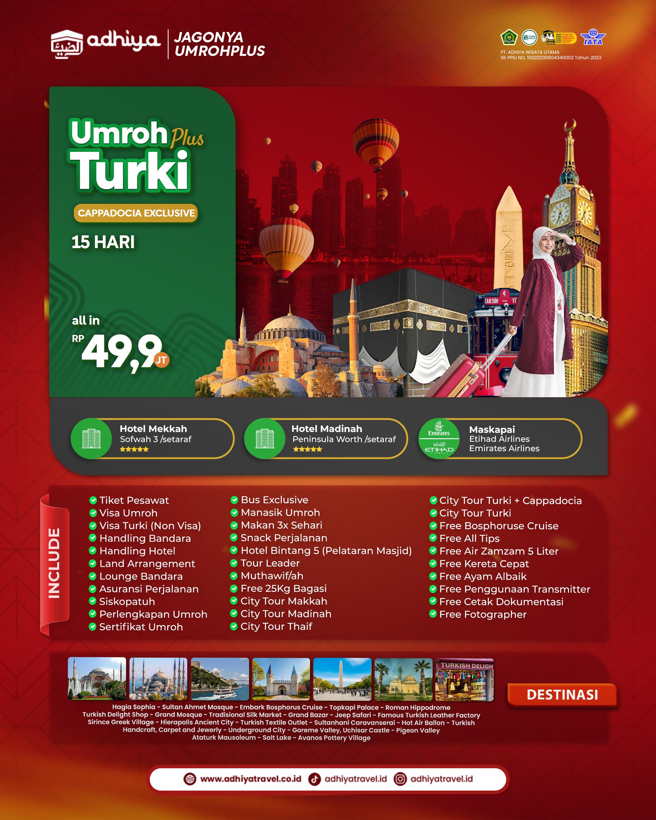 Umroh Plus Turki 15D Cappadokya (Exclusive) 101226
